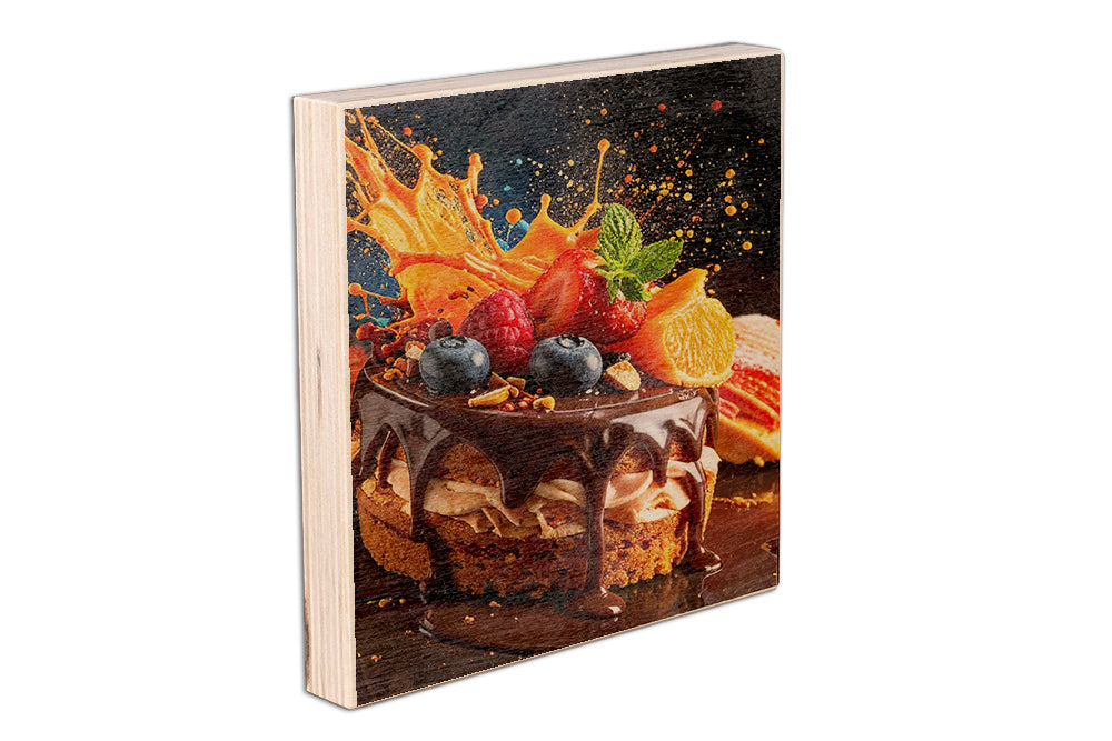 Persönliches Foto oder Wunschtext gedruckt auf ein 150x150 mm Holzbild aus hochwertigem Birke-Multiplex.