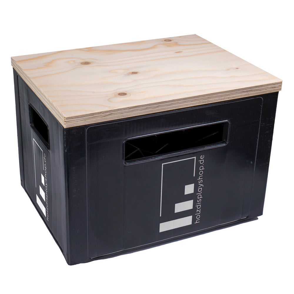 Bierkasten Eurokisten Sitz mit Druck auf Holz von holzdisplayshop Kistenauflage Holz mit Druck