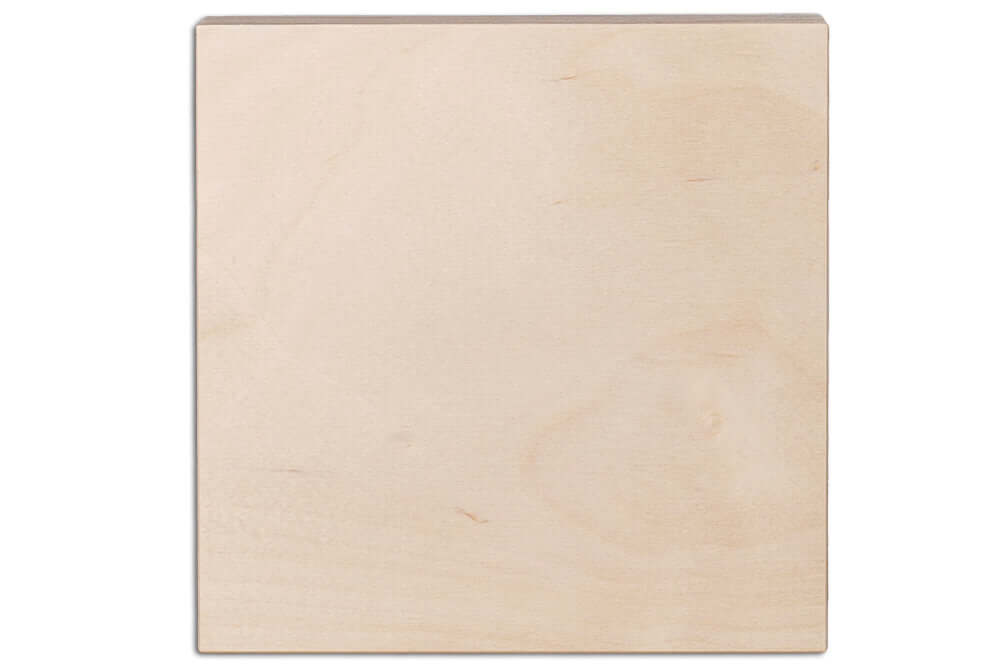 Persönliches Foto oder Wunschtext gedruckt auf ein 150x150 mm Holzbild aus hochwertigem Birke-Multiplex 18 mm