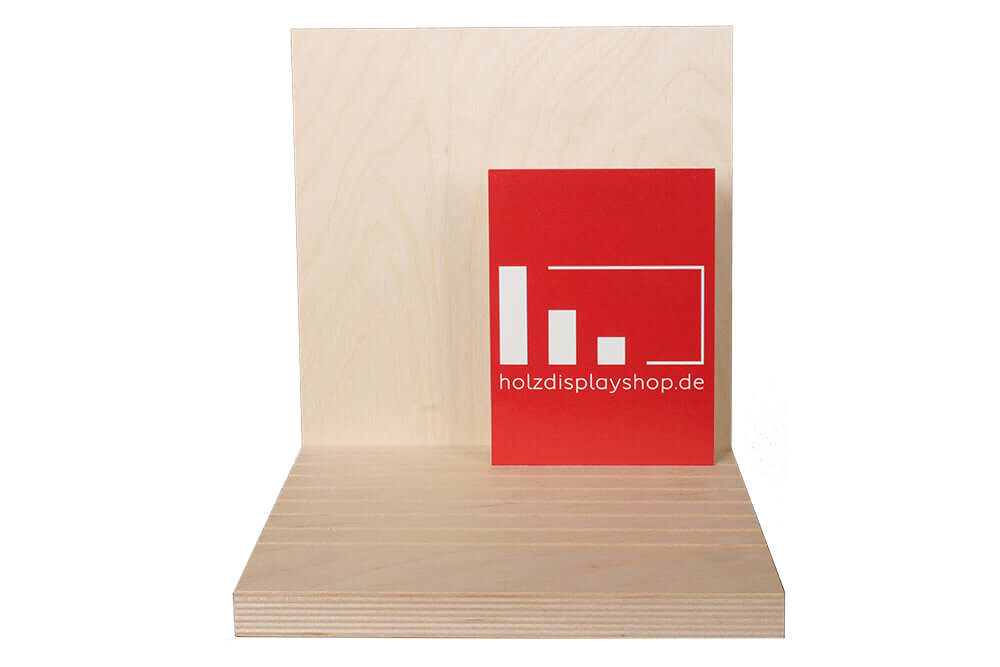 Eleganter Display-Ständer aus Holz mit Schlitzen zur Präsentation von Ohrringen, Schmuck oder Visitenkarten.