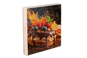 Persönliches Foto oder Wunschtext gedruckt auf ein 150x150 mm Holzbild aus hochwertigem Birke-Multiplex.