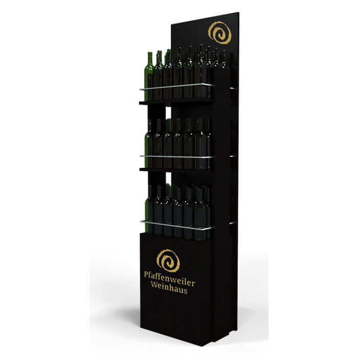 Holzdisplay Wein Flaschen Display Holz Faller konzept holzdisplayshop