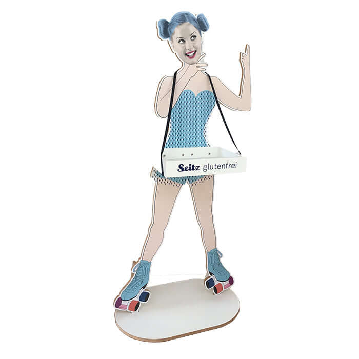 Standdisplay Figur Holzdisplay Bauchladen Display Faller konzept Holzdisplayshop